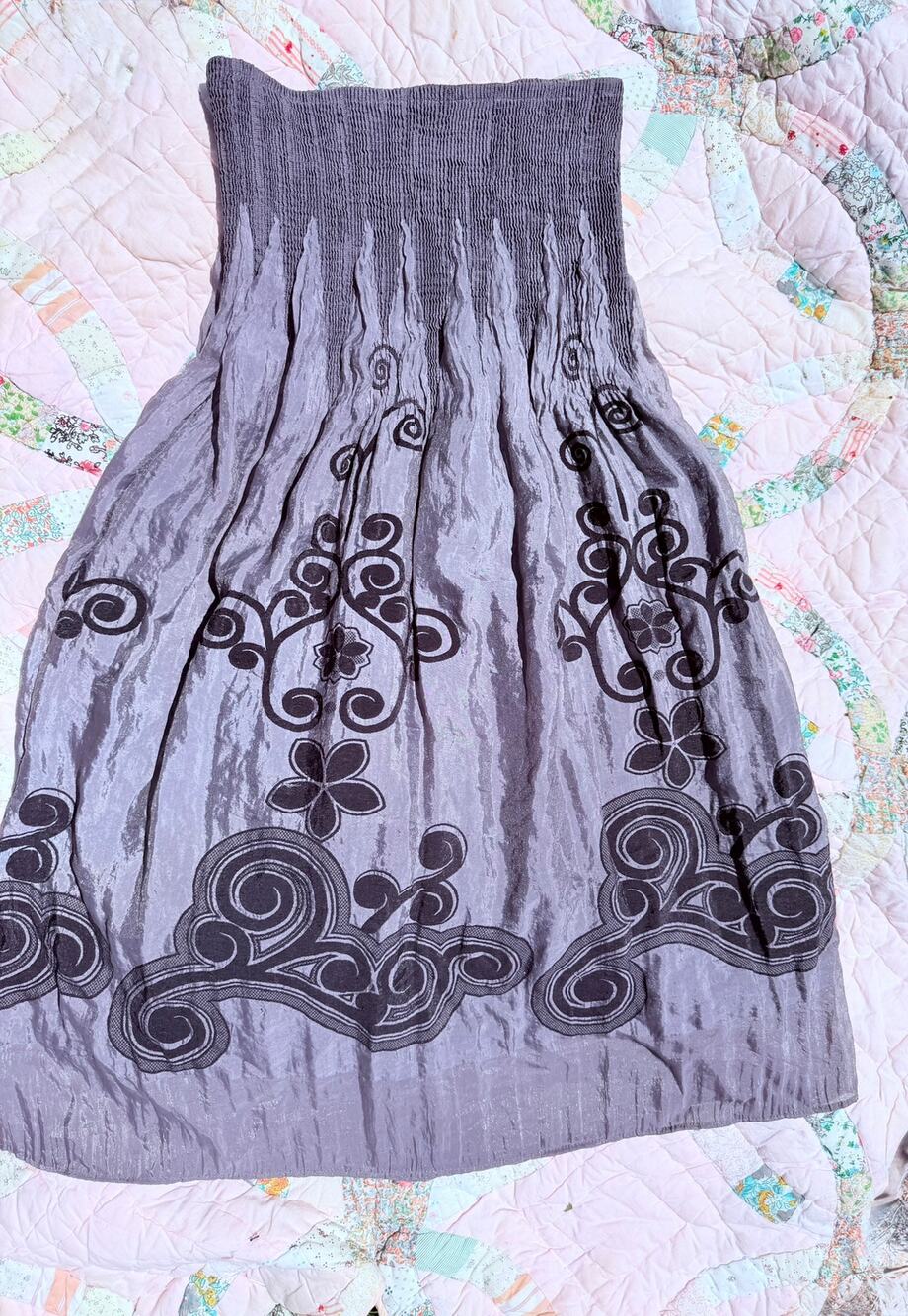 Embroidered Smocked Convertible Skirt Dress Flowy Boutique Style